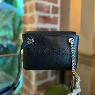 CHANEL CC Logo Eyelet Black Calfskin Belt Bag