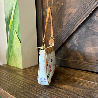 LOUIS VUITTON Takashi Murakami Pochette Accessories White Monogram Multicolor Shoulder Bag