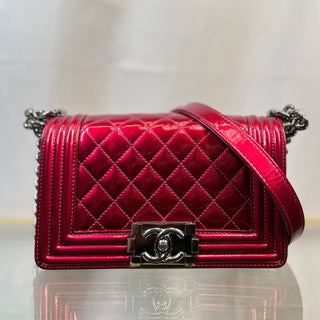 CHANEL Pink Quilted Leather Small Boy Bag