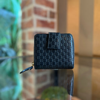 GUCCI Microguccissima Black Leather Compact Wallet