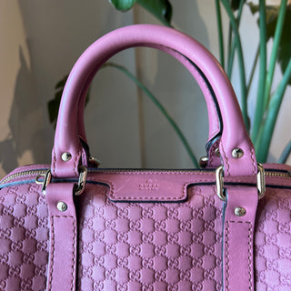 GUCCI Joy Boston Purple Guccissima Embossed Leather Satchel Bag