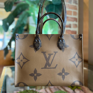 LOUIS VUITTON Onthego MM Brown Monogram Reverse Giant Monogram Canvas Tote Bag