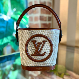 LOUIS VUITTON Petit Bucket NM Brown Raffia