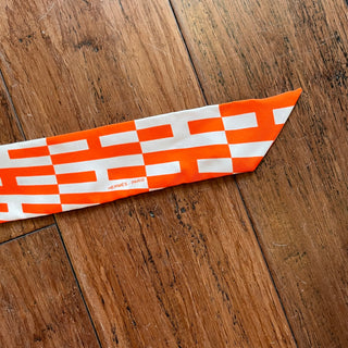 HERMES Orange White OP H Silk Twilly