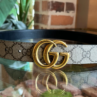 GUCCI Supreme Black GG Canvas Reversible Belt 80/32(4US)