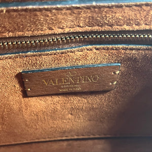 VALENTINO Brown Leather Roman Stud Medium Shoulder Bag
