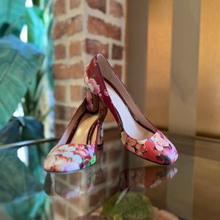GUCCI Red Calfskin Blooms Pumps SZ 37.5 (US 7.5)