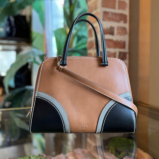 PRADA Bicolor Leather Dome Satchel Bag