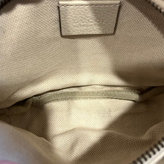 GUCCI Small Printed White Pebbled Leather Belt Bag