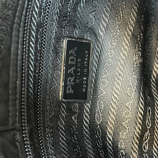 PRADA Black Nylon Shoulder Bag w/Square Resin and Leather Strap