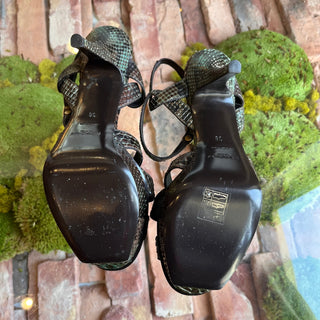 SAINT LAURENT Tribute Brown Snakeskin Platform Heels SZ38(8US)