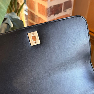 CHANEL Twist Flap Black Lambskin Metal Quilted Chain Top Handle Bag