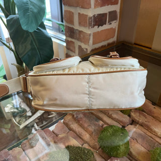 PRADA Beige Tessuto Double Pocket Shoulder Bag