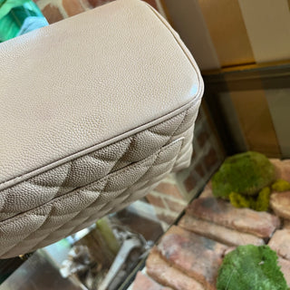 CHANEL Medallion Beige Quilted Caviar Leather Tote Bag