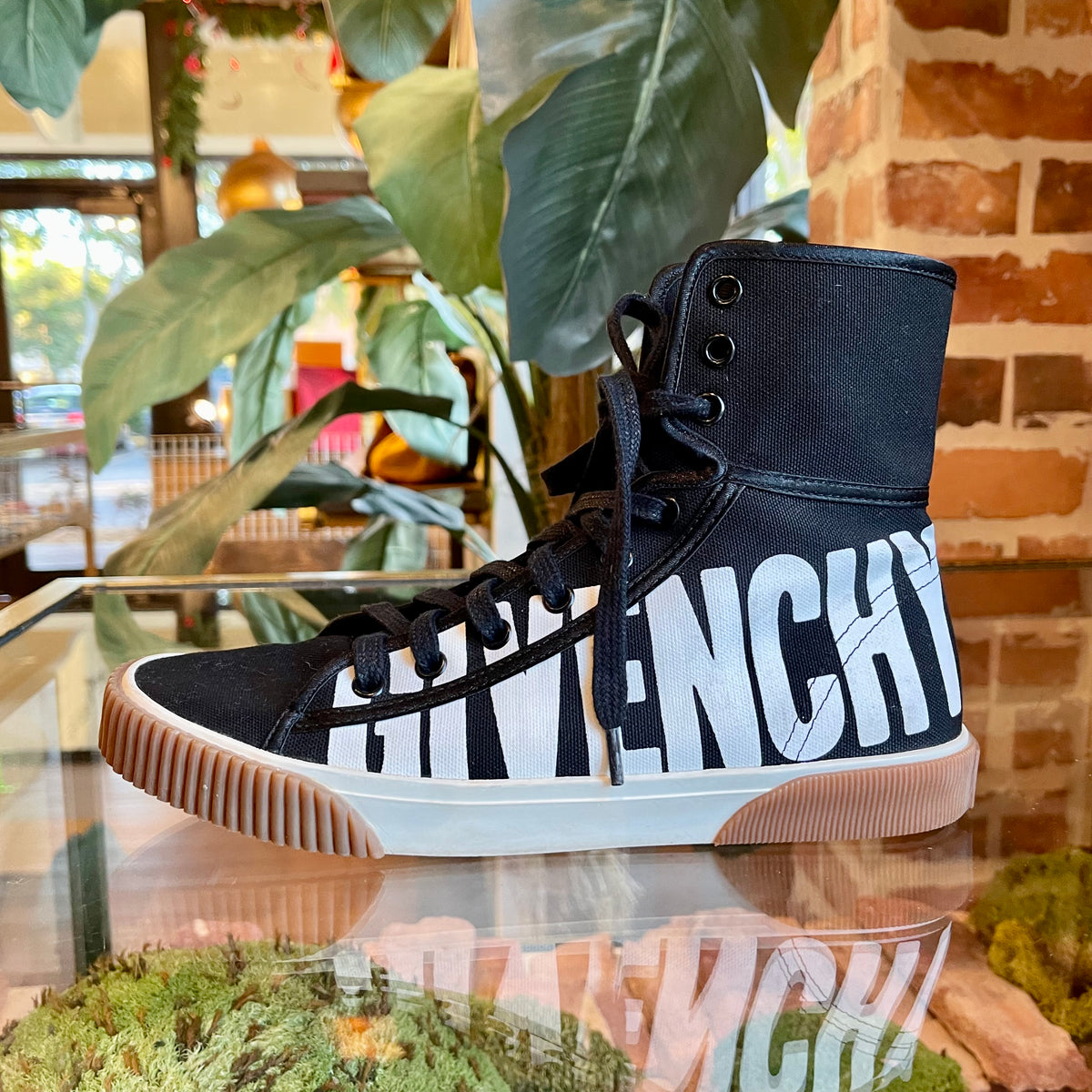 GIVENCHY Black and White Logo High Top Sneakers 38