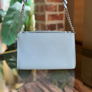 LOUIS VUITTON Lockme Clutch Light Blue Grained Calfskin Leather Shoulder Bag