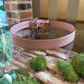 GUCCI Pink Leather Micro Guccissima Embossed Belt Size 90/36