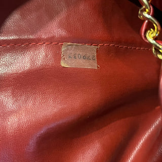 CHANEL Vintage Red Lambskin Leather Bucket Bag