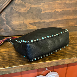 VALENTINO GARAVANI Rockstud Rolling Flip-Lock Messenger Bag Pebbled Calfskin Crossbody