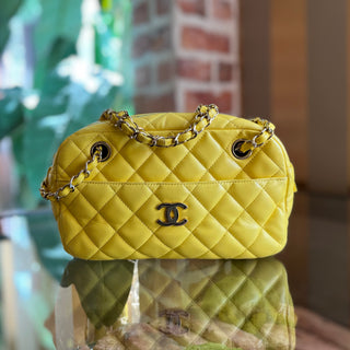 CHANEL Yellow Quilted Calfskin Camera Bag