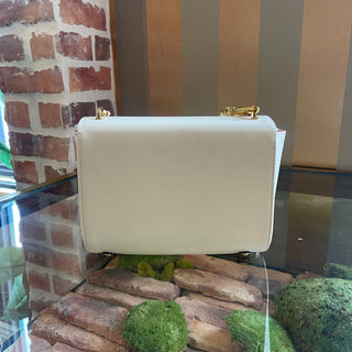 VALENTINO White Calfskin Stud Sign Flap Mini