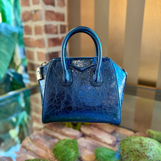 GIVENCHY Mini Antigona Blue Metallic Handbag