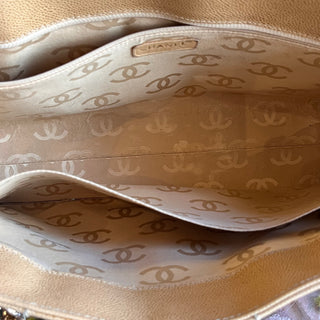 CHANEL Chocolate Bar Beige Caviar Leather Bag Tote