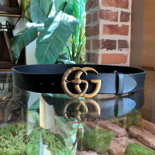 GUCCI Snake GG Marmont Black Leather Belt 95/38(10US)