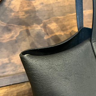 SAINT LAURENT East West Black Calfskin Leather Shopping Tote