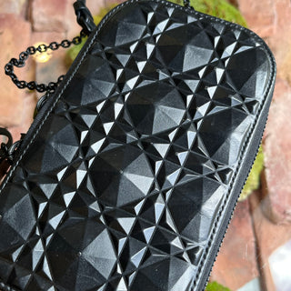 DIOR Lady Dior Call in Black Calfskin Cannage Diamond Phone Crossbody