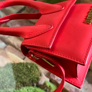 JACQUEMUS Le Chiquito Red Rubberized Calfskin Leather Top Handle
