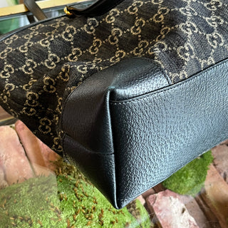 GUCCI Denim Ophidia Medium Black GG Denim Tote