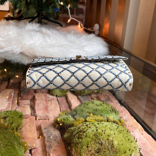 VALENTINO Rockstud Spike Denim Nappa Leather Wallet on Chain Crossbody Bag