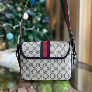 GUCCI Ophidia Messenger Navy GG Supreme Canvas Crossbody
