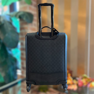 GUCCI Black GG Supreme Monogram Canvas Leather Four Wheel Suitcase