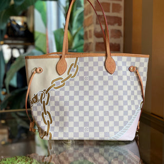 LOUIS VUITTON Neverfull MM Damier Azur Canvas Nautical Tote Bag