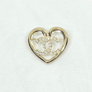 CHANEL Gold Heart CC Brooch