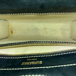 BURBERRY Mini Logo Black Pocket Canvas  Leather Tote Bag