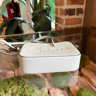 JIMMY CHOO Small Bauti White Embossed Logo Crossbody