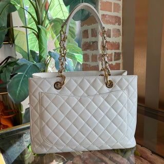 CHANEL Grand Shopping Tote (GST) White Caviar Leather