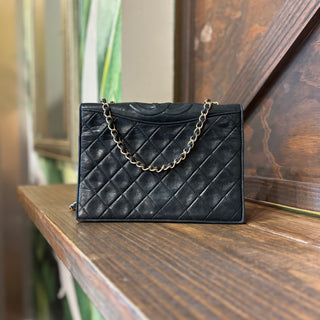 CHANEL Flap Black Quilted Lambskin Vintage Shoulder Bag