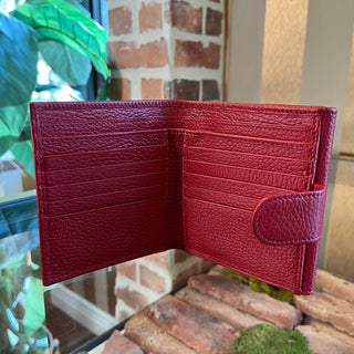 GUCCI Interlocking G Logo Red Dollar Calfskin Leather Compact Bi-Fold Wallet