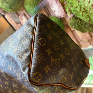 LOUIS VUITTON Speedy 35 Brown Monogram Canvas Satchel Bag