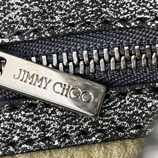 JIMMY CHOO Chandra Gray Suede Chain Fold-Over Clutch