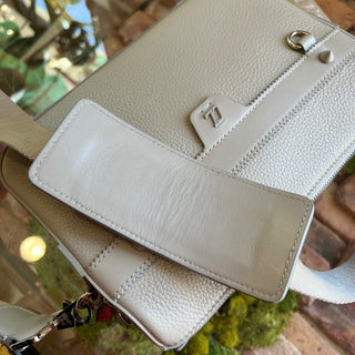 CHRISTIAN LOUBOUTIN Ruisbuddy Gray Grained Calfskin Rubber Messenger Bag