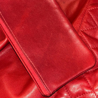 CHANEL Vintage Red Lambskin Leather Bucket Bag