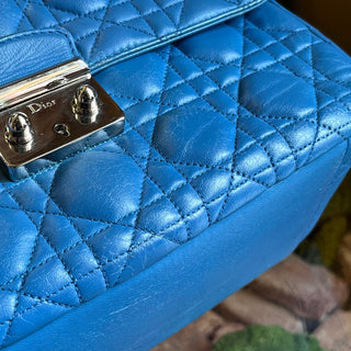 DIOR Medium Miss Dior Flap Blue Cannage Leather Shoulder Bag