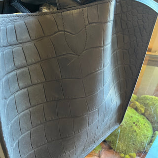CELINE Medium Phantom Luggage Navy Blue Crocodile-Embossed Nubuck Bag