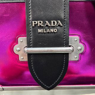 PRADA Pink Black Metallic Saffiano Cahier Shoulder Bag