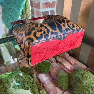 CHRISTIAN LOUBOUTIN Cabarock Small Leopard Print Calfskin Spiked Tote